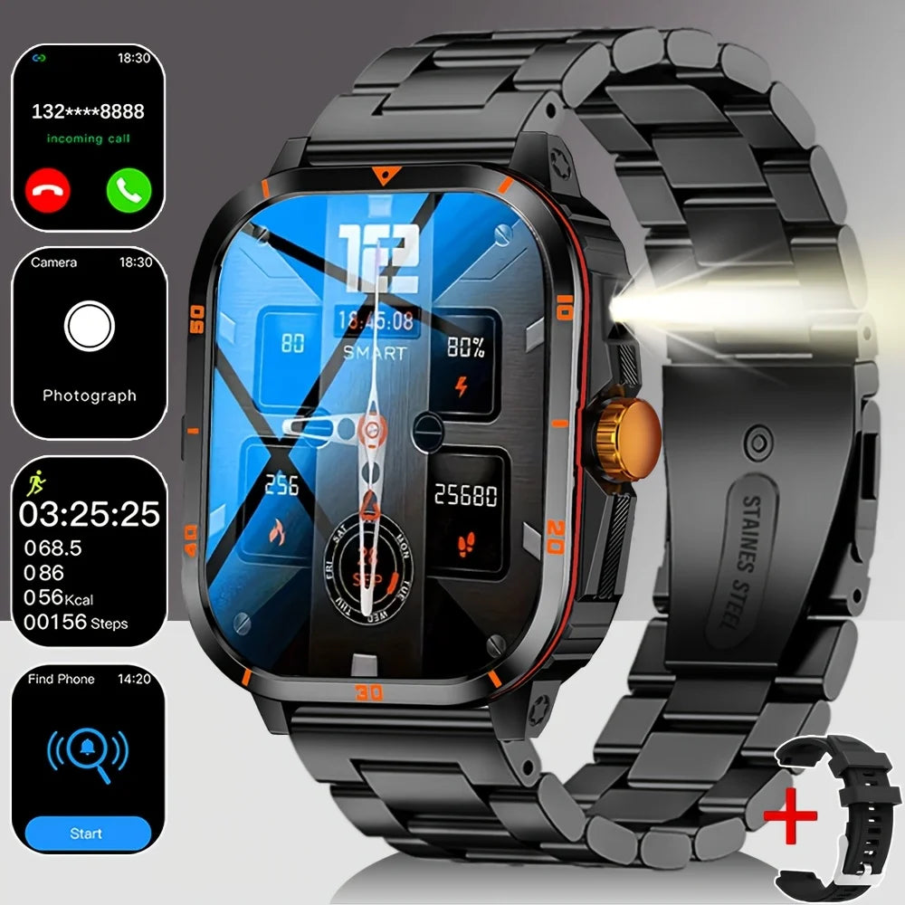 ERUN Men's Sports Smartwatch – LED Flashlight, Call & SMS
