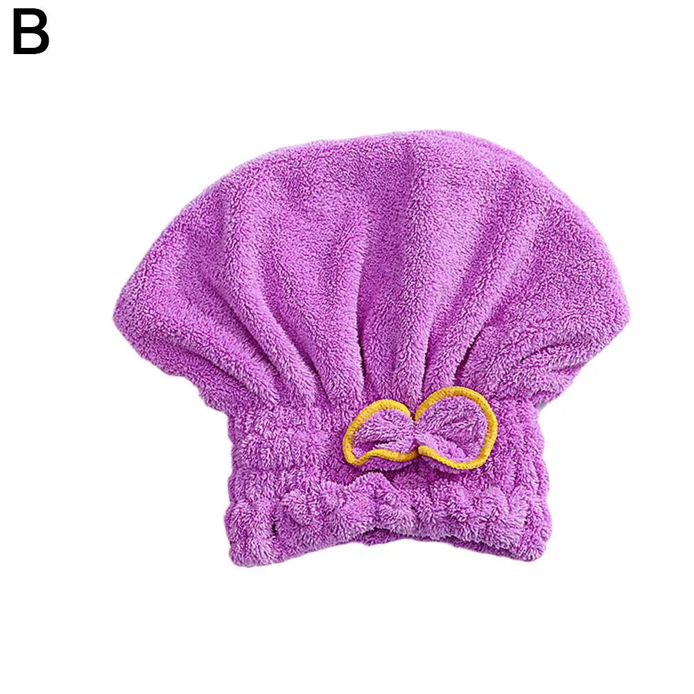 Quick Dry Hair Wrap Towel Thick Microfiber Drying Cap Bowknot Designer Shower Hat Super Absorbent Hair Bonnet For Long Thick Hai Oasis Select Purple