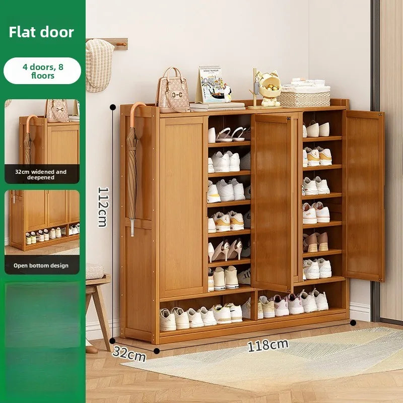Durable Shoe Cabinet, Nanzhu Shoe Rack At The Entrance Of The Home, Storage Artifact, Space-saving And Dust-proof Entry Oasis Select Door 4-8-B