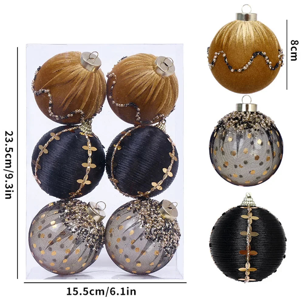 Christmas Decorations Cloth Wrapped Foam Ball Christmas Ball Kit Home Decor Christmas Trees Hanging Ornaments Oasis Select black China Mainland