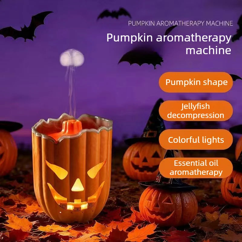 Halloween Jack-o'-lantern Humidifier USB Essential Oil Diffuser with Led Night Light For Home Room Decor Pumpkin Aroma Diffuser Oasis Select