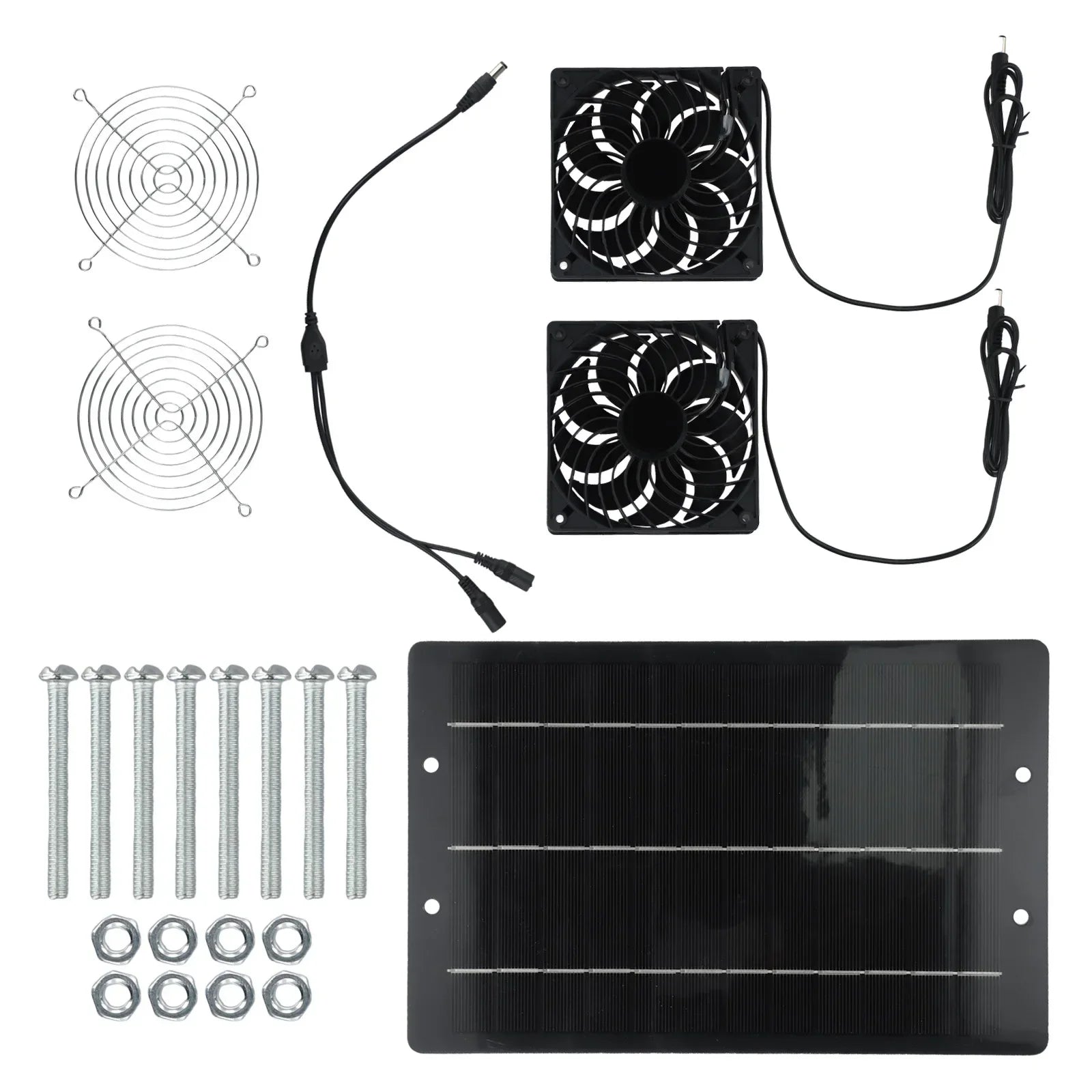 120*120*25mm Solar Powered Exhaust Fan Dual Fan Solar Panel Kit Epoxy Resin Lamination IP65 Waterproof 3000 Rpm Speed Oasis Select
