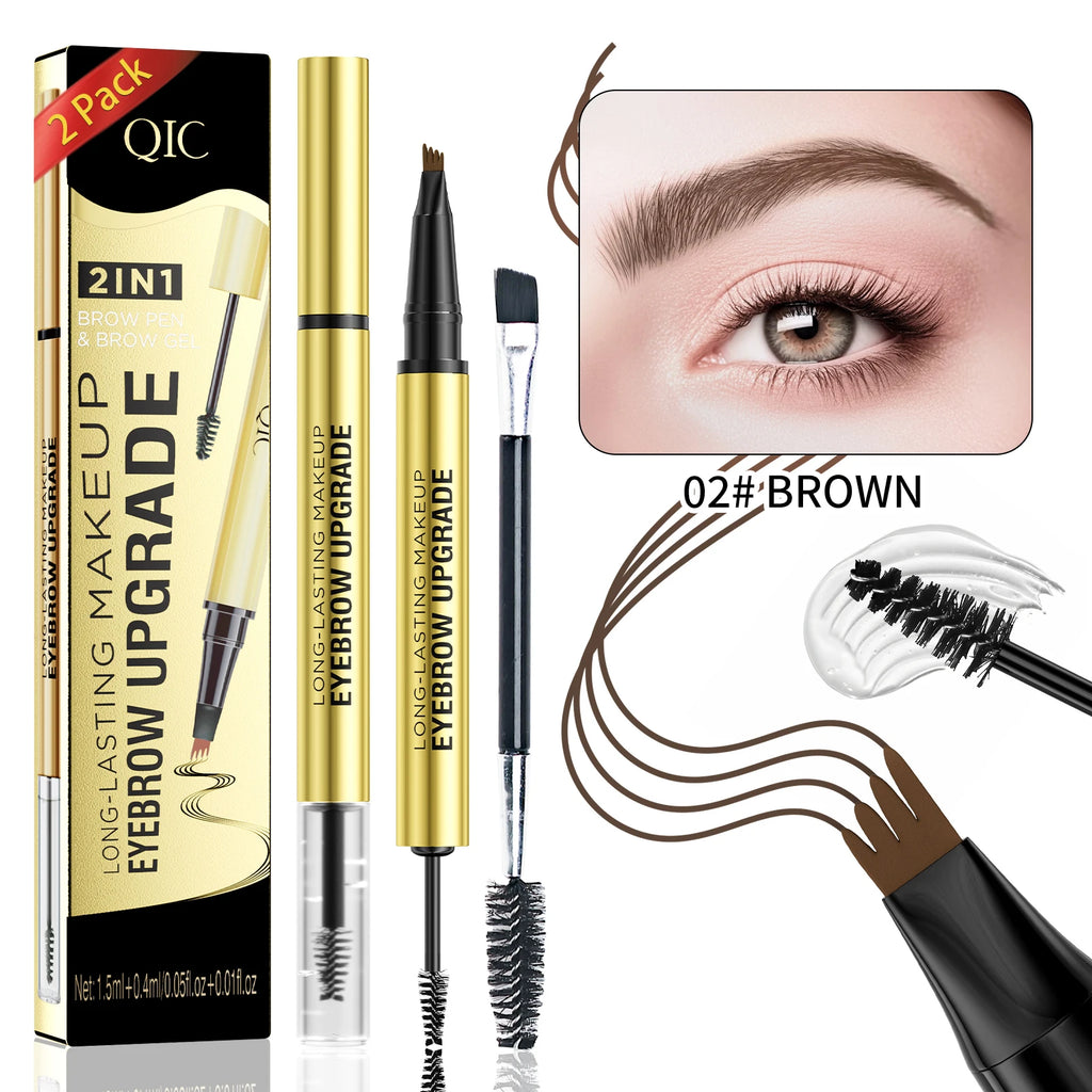 QIC 4-Tip Waterproof Liquid Eyebrow Pen – 5 Colors