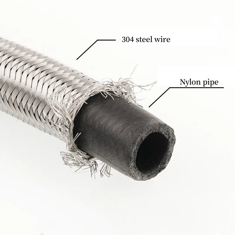 2PCS G1/2'' Stainless Steel Nylon Braided Tube Pipe Hose Silicone Plumbing Extended Shower Hose Kitchen Bathroom Accessories Oasis Select