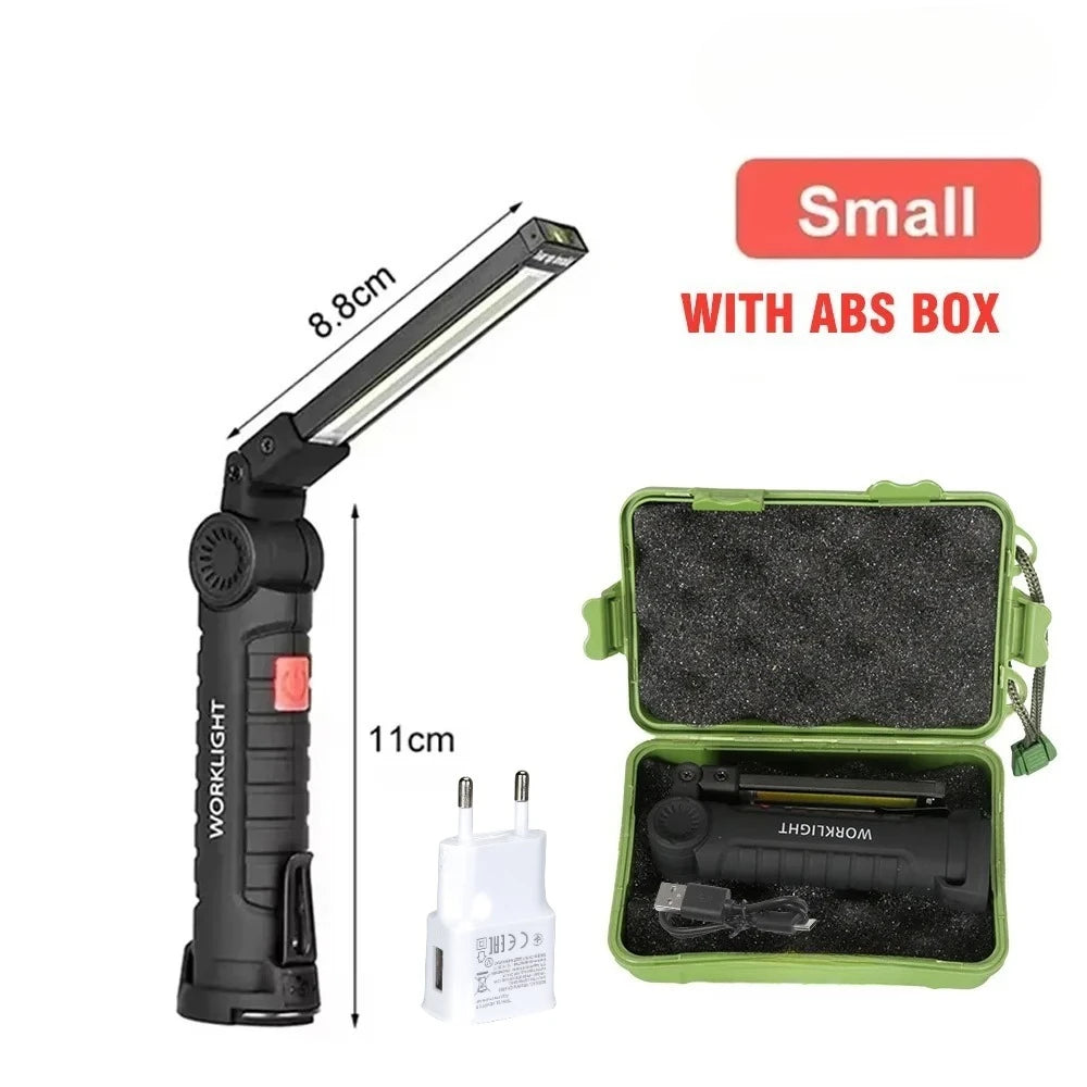 New Portable COB LED Flashlight USB C Rechargeable Work Light Magnetic Lantern Hanging Lamp with Built-in Battery Camping Torch Oasis Select W51 Small Set A