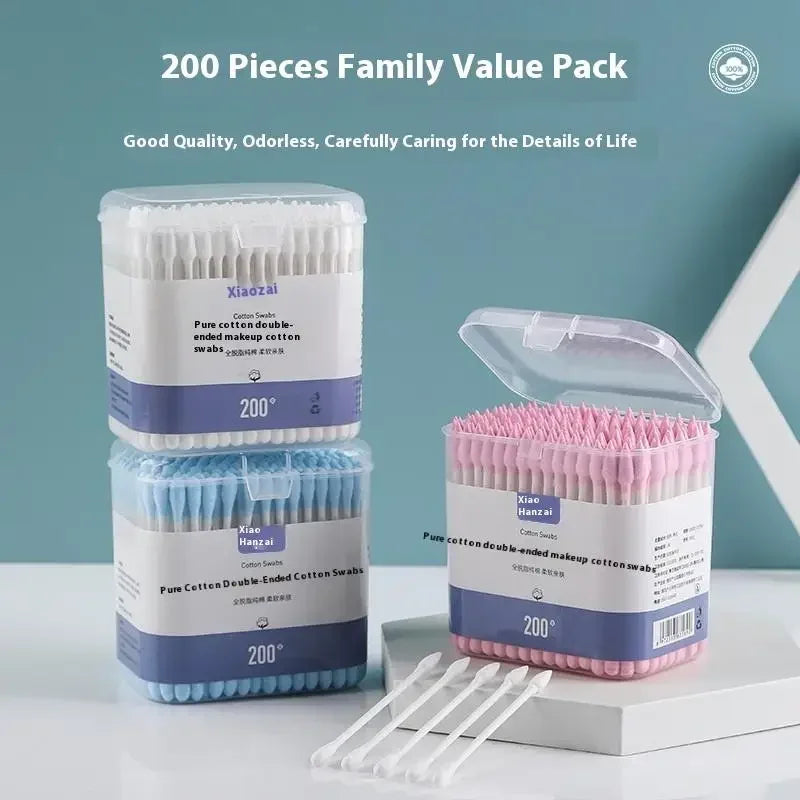 100/200Pcs Double Head Multi-purpose Fluorescent Agent Free Cleaning Tampons Cotton Buds Baby Nursing Supplies Baby Cotton Swab Oasis Select