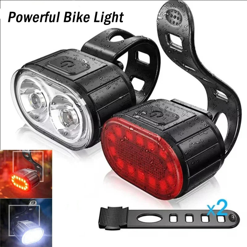 USB Rechargeable Bike Light Set Front Light with Taillight Easy To Install 4 Modes Bicycle Accessories The Bicycle for Cycling Oasis Select