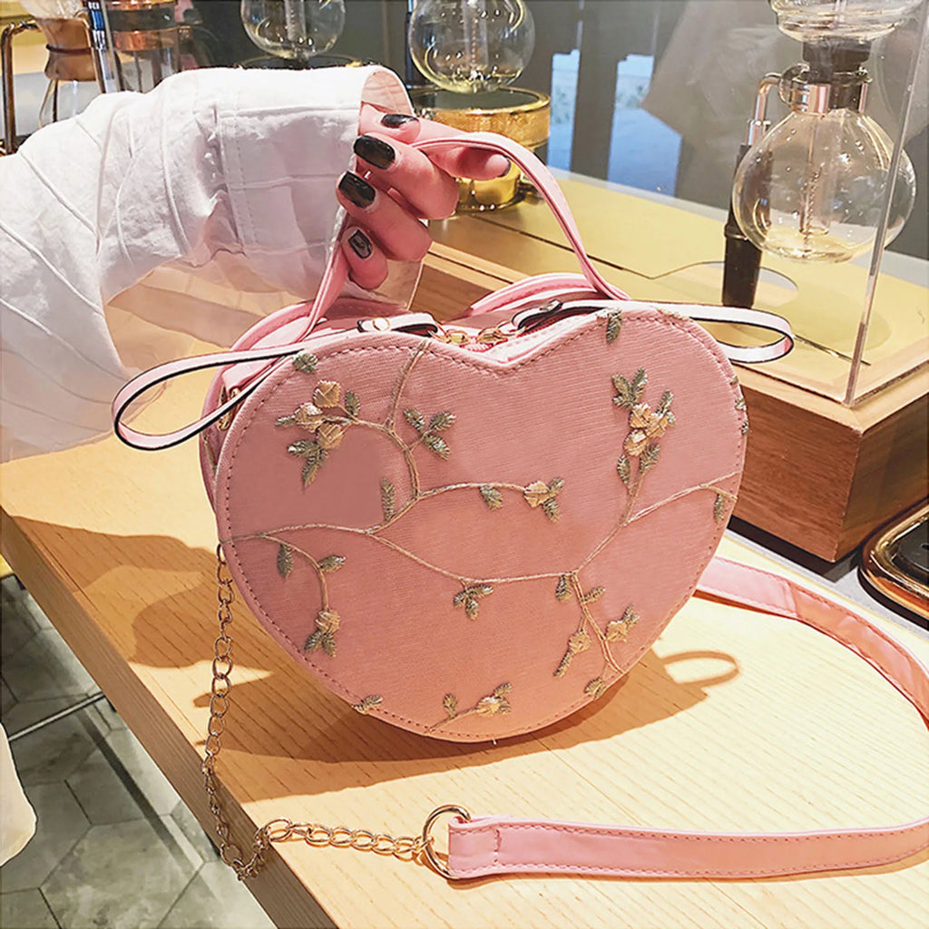 Women Sweet Crossbody Bag PU Leather Handbags with Lace & Flower Pattern for Commuting Business Travel Oasis Select