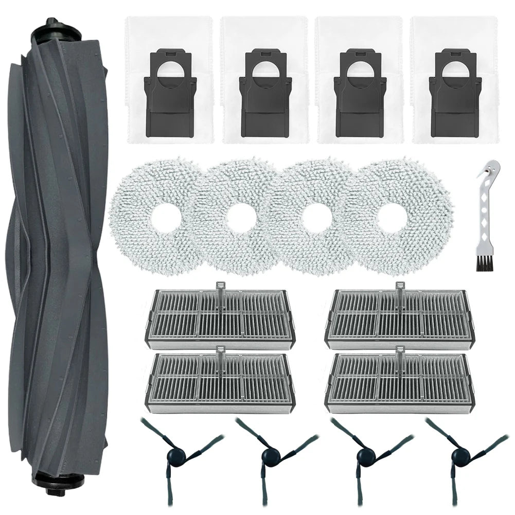 Accessory Set For Mova E40 Ultra Robotic Vacuum Including Main Roller Brush HEPA Filters Side Brushes Dust Bags Wiper Pads Oasis Select 1set