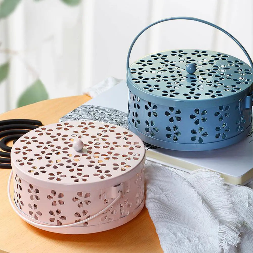 Metal Mosquito Coil Holder with Lid & Handle | Outdoor Camping Mosquito Coil Holder Oasis Select