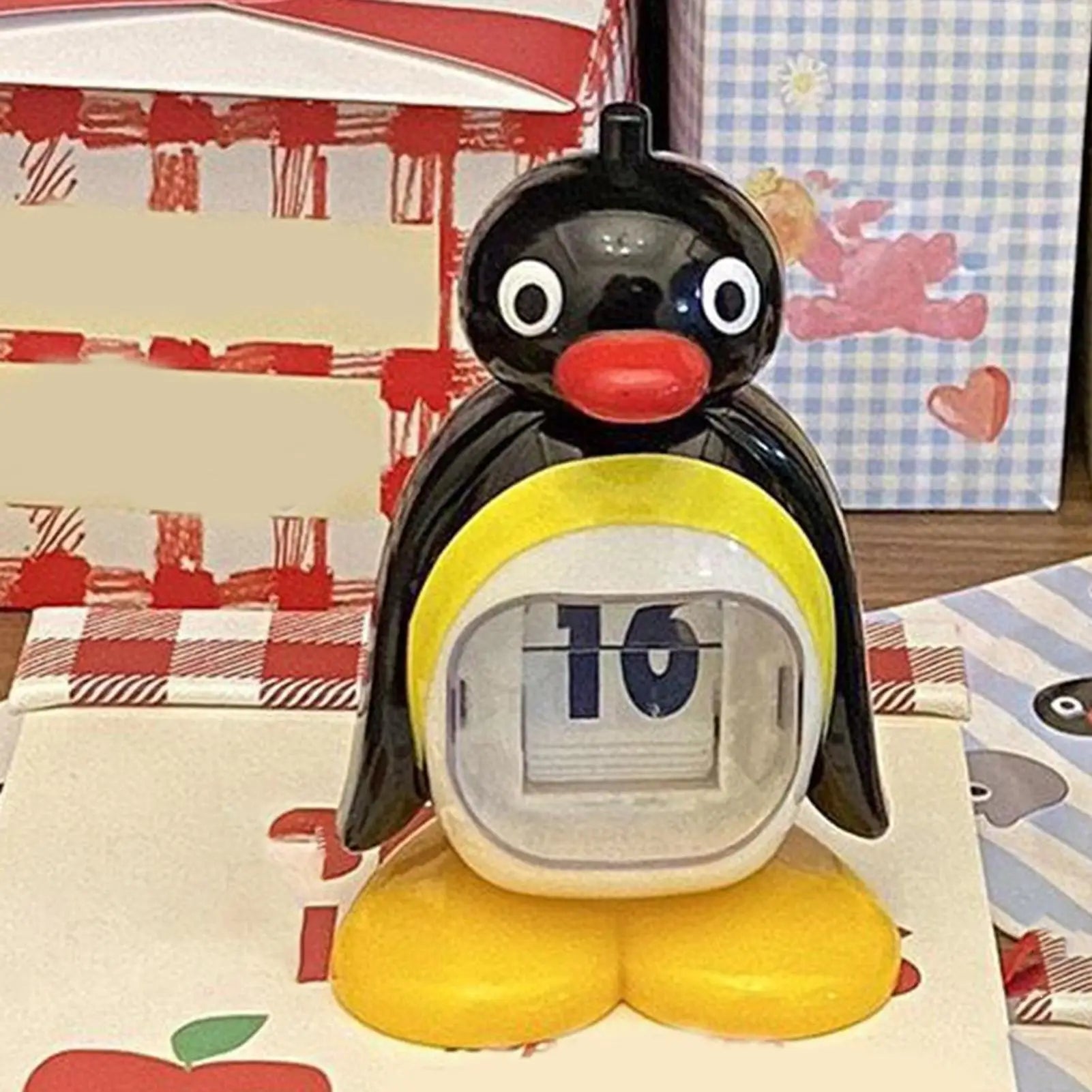 Penguin Calendar Perpetual Creative Animal Decoration Pressing Perpetual Calendar Ornament Retro for Birthday Living Room Home Oasis Select