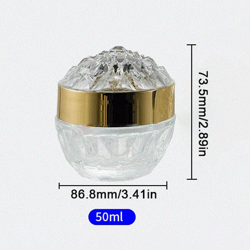 1pcs Luxury Diamond 50g Glass Face Cream Jar With Lid Acrylic Cosmetic Jar Container For Cream Lotion Jars Travel Lotion Bottle Oasis Select