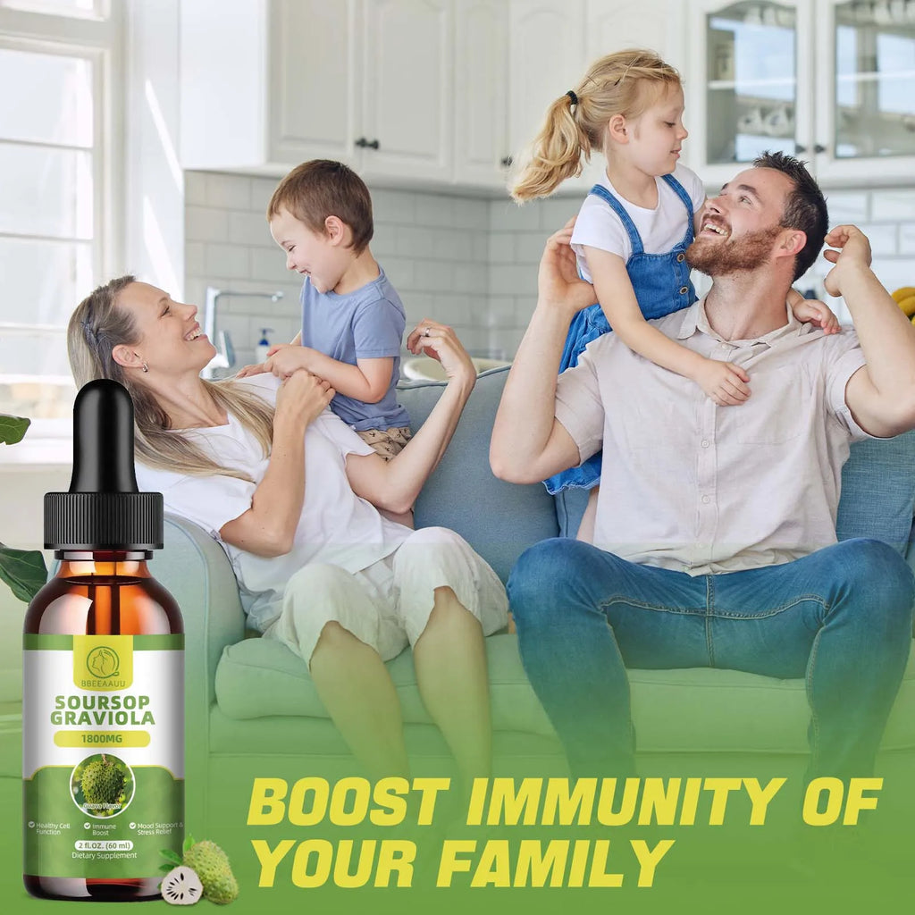 BBEEAAUU 60ml Natural Soursop Graviola Extract Drops Support Immunity and Kidney Health, Detox and Antioxidation Gluten-Free Oasis Select