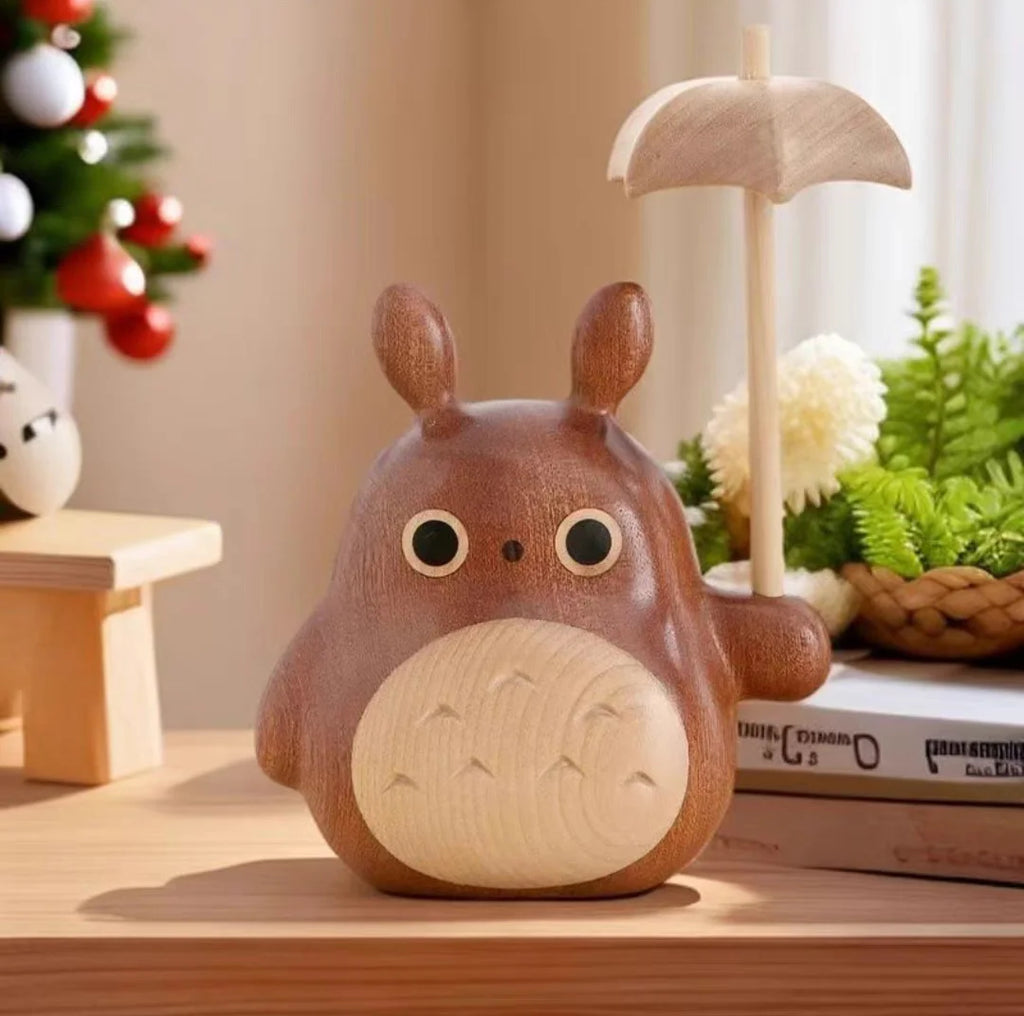 Solid Wood Creative Totoro Windmill Faceless Male Ornament Couple Gift Living Room Decoration Cartoon Music Box Birthday Gift Oasis Select 12cm 2