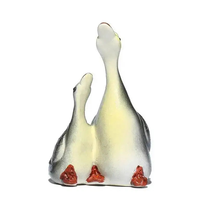 Zisha Tea Pet Color-changing Swan Sculpture Craft Tea Tray Ornament Liftable Couple Goose Ceramic Oasis Select