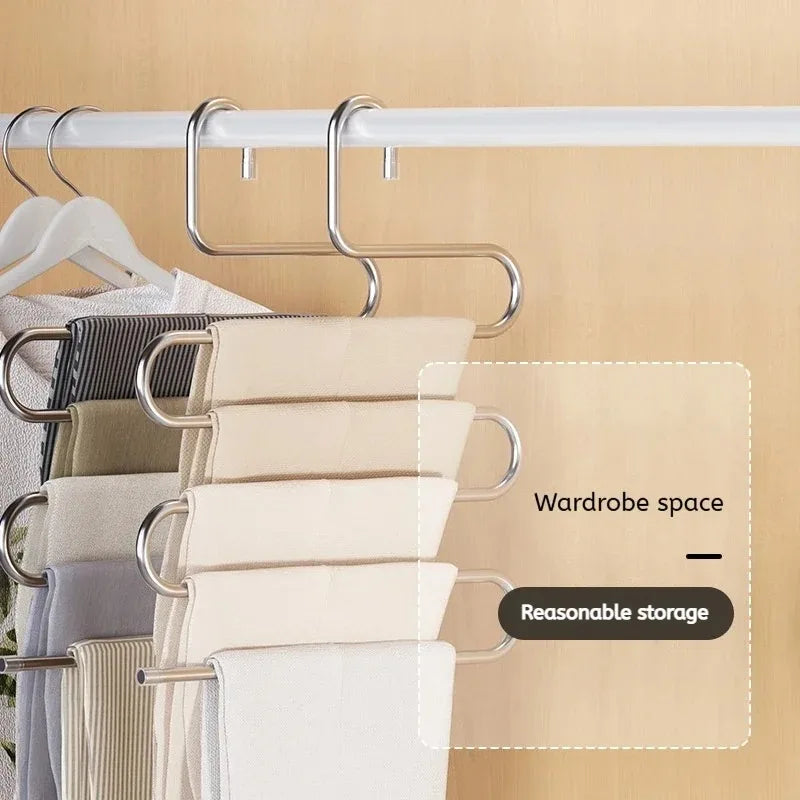 5 Layers Multi-functional Clothes Hangers Non-slip Pant Storage Rack Cloth Rack with Multiple Functions for Hanging and Storage Oasis Select