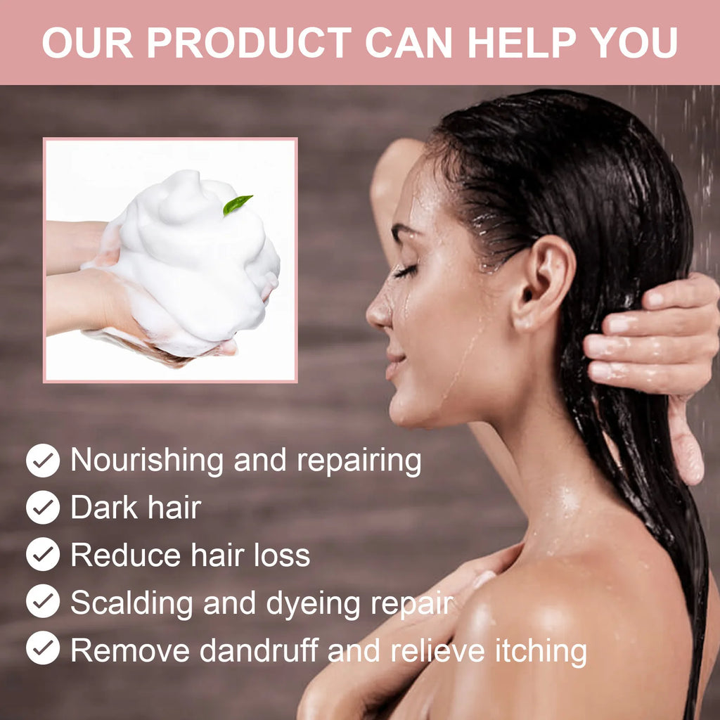 EELHOE Polygonum Multiflorum Shampoo Soaps Deep Cleaning Hair Moisturizing Care Cover Gray Hair Dye Ginseng Extract Shampoo Soap Oasis Select