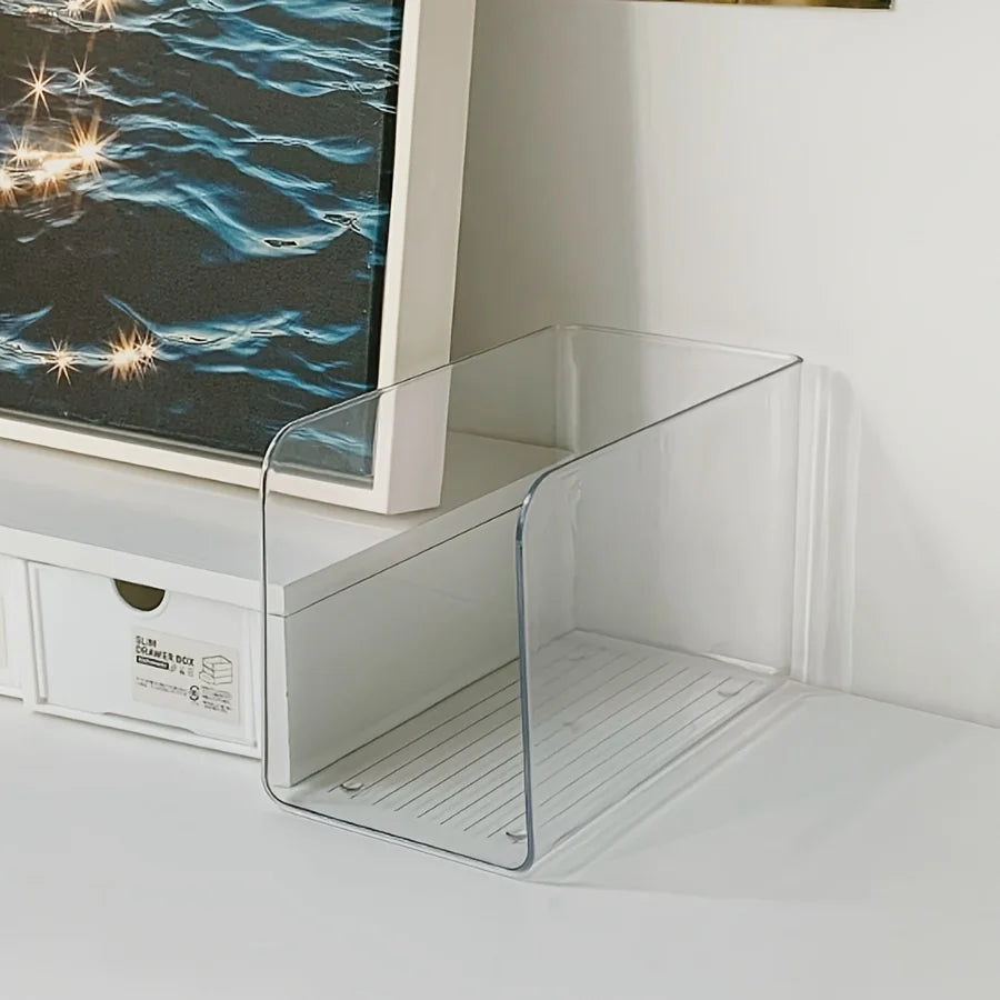 Clear Acrylic Bookends For Desk Office Book Storage Organizer Holder Display Rack Fridge Container Basket Produce Box Desktop Oasis Select