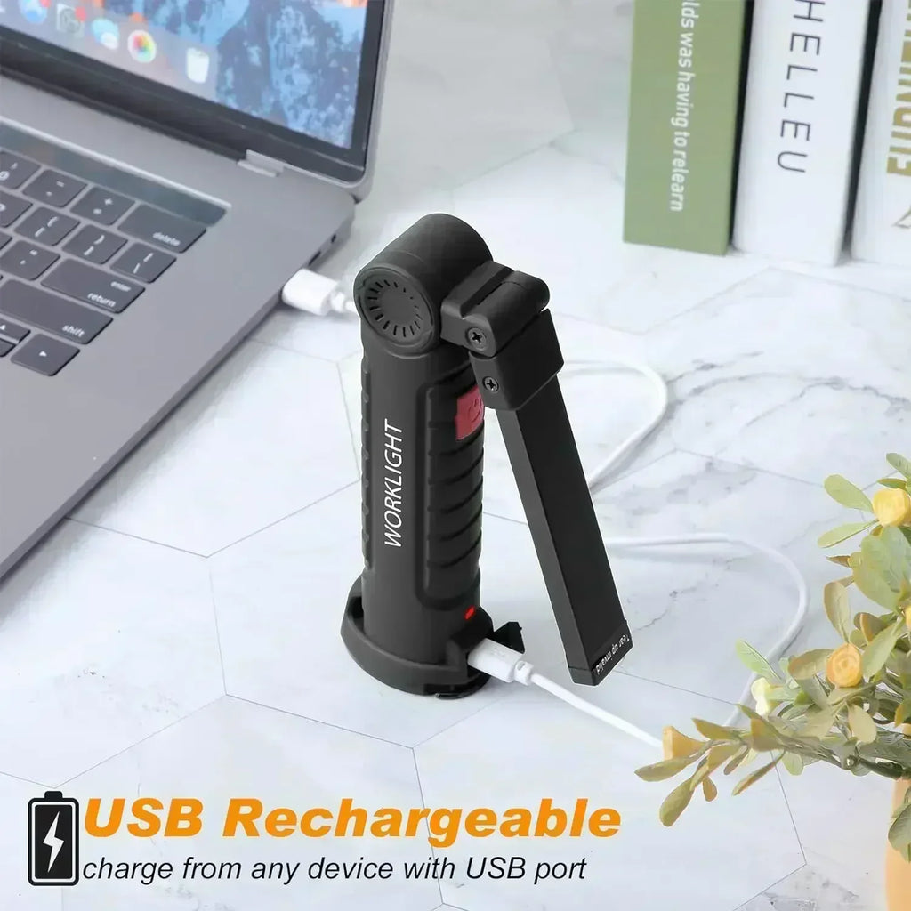 Led Work Light Magnetic Base Hook Rechargeable 360°Rotating Portable Handheld Flashlight For Working Repairing Outdoor Camping Oasis Select