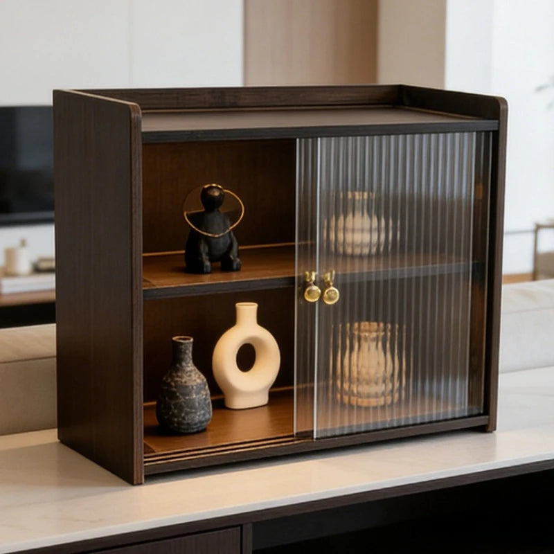 Premium desktop storage rack, no punching cup holder ornament with sliding door, living room finishing dust locker Oasis Select