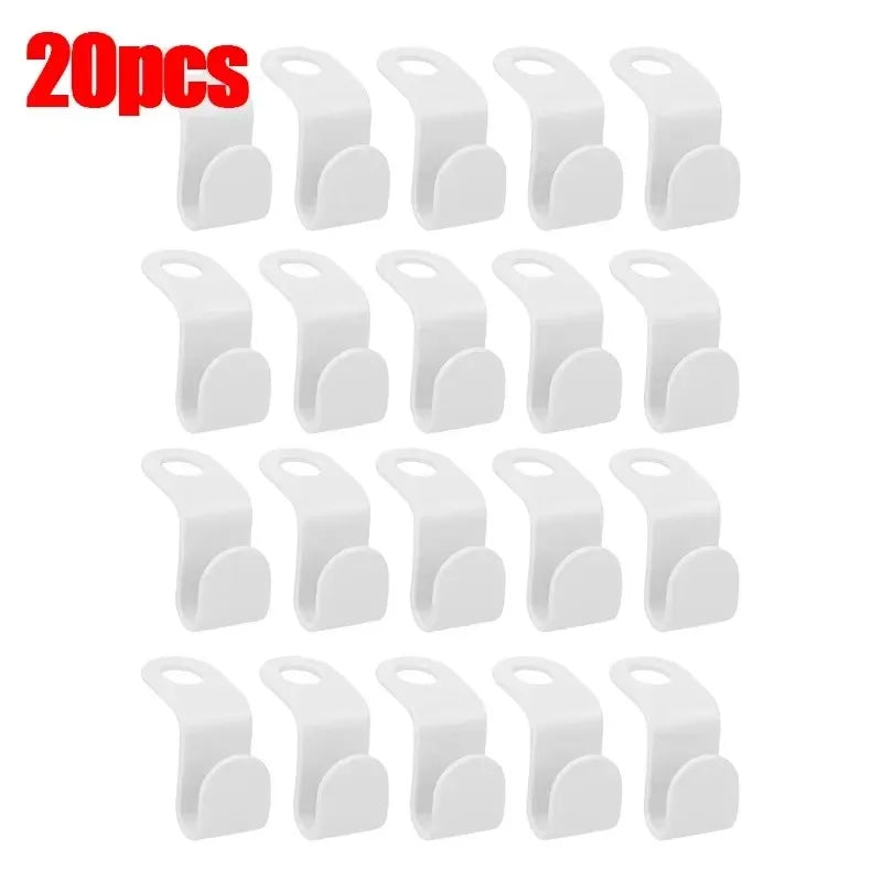 10-50pc Multi Functional Wardrobe Hanger Hook, Hat Hook, Plastic Wardrobe Stacking Hanger, Bedroom Storage Wardrobe Storage Rack Oasis Select 20pcs-white