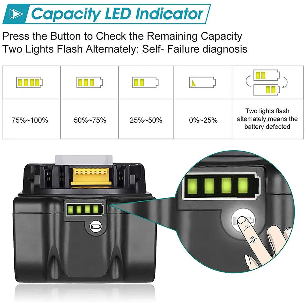 For Makita 18V Battery 8000mAh Replacement Battery Compatible For Makita BL1830 BL1850 BL1840 BL1840B BL1850B BL1890 Power Tools Oasis Select