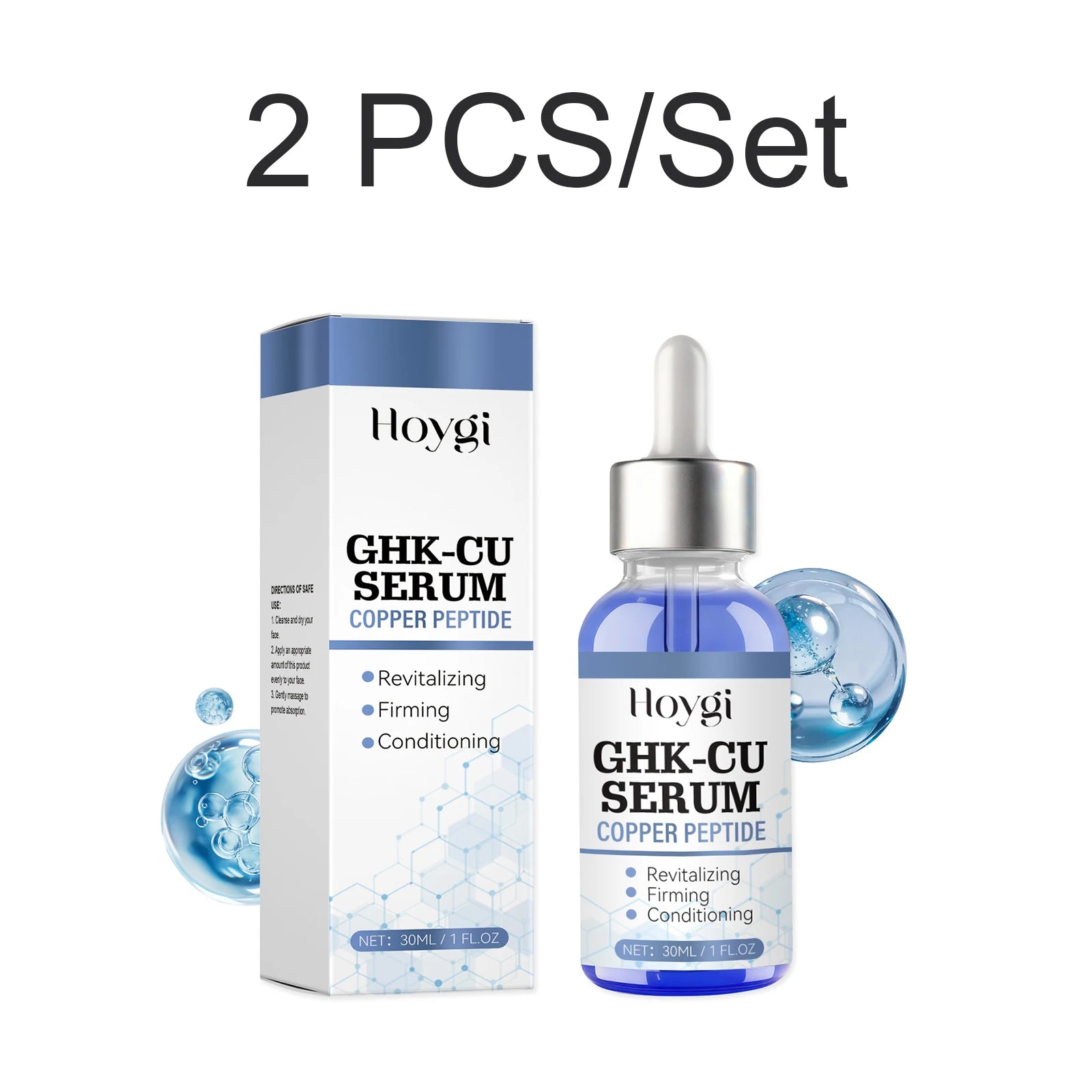 Copper Peptide Serum Face Serum Firming Lifting Supports Smoother Skin Pore Minimizing Hyaluronic Acid Brightening Hydrating 30m Oasis Select 2 PCS