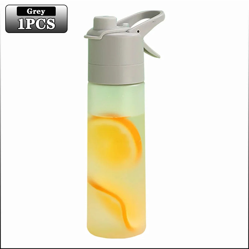 1-4PCS Large Capacity Spray Water Bottle with Straw Gradient Frosted Portable Outdoor Sports Travel Mist Sprayer Reusable Cup Oasis Select 650ML Grey-1PC