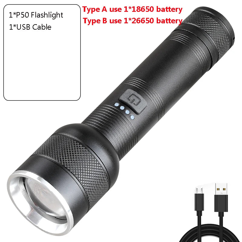 POCKETMAN XHP50 LED Tactical Flashlight – Rechargeable Torch