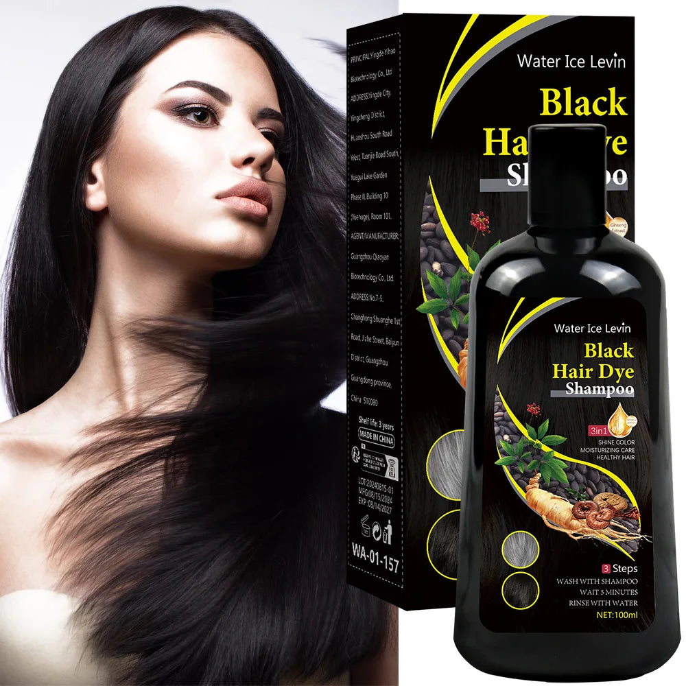 Black Hair Dye Shampoo 3-in-1 – Natural Herbal Gray Coverage Hair Dye Shampoo Oasis Select