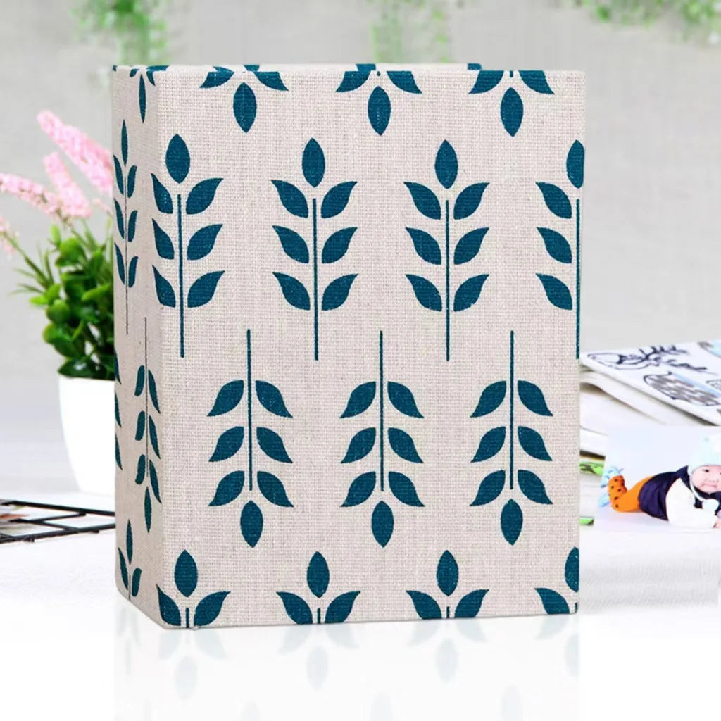 100 Pockets Photo Album Linen Cover DIY Writable Slip-in Picture Albums 4x6 Photos Photo Storage Wedding Family Anniversary Oasis Select A