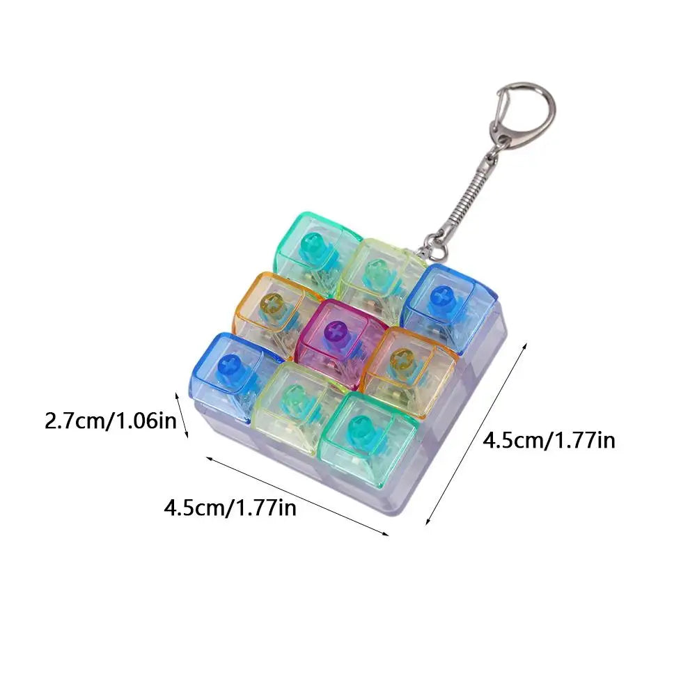 Transparent 9 Keys Mechanical Keyboard Keychain, LED Light Fidget Toy, Stress Relief Clicker Portable Keyring for Adults & Teens Oasis Select