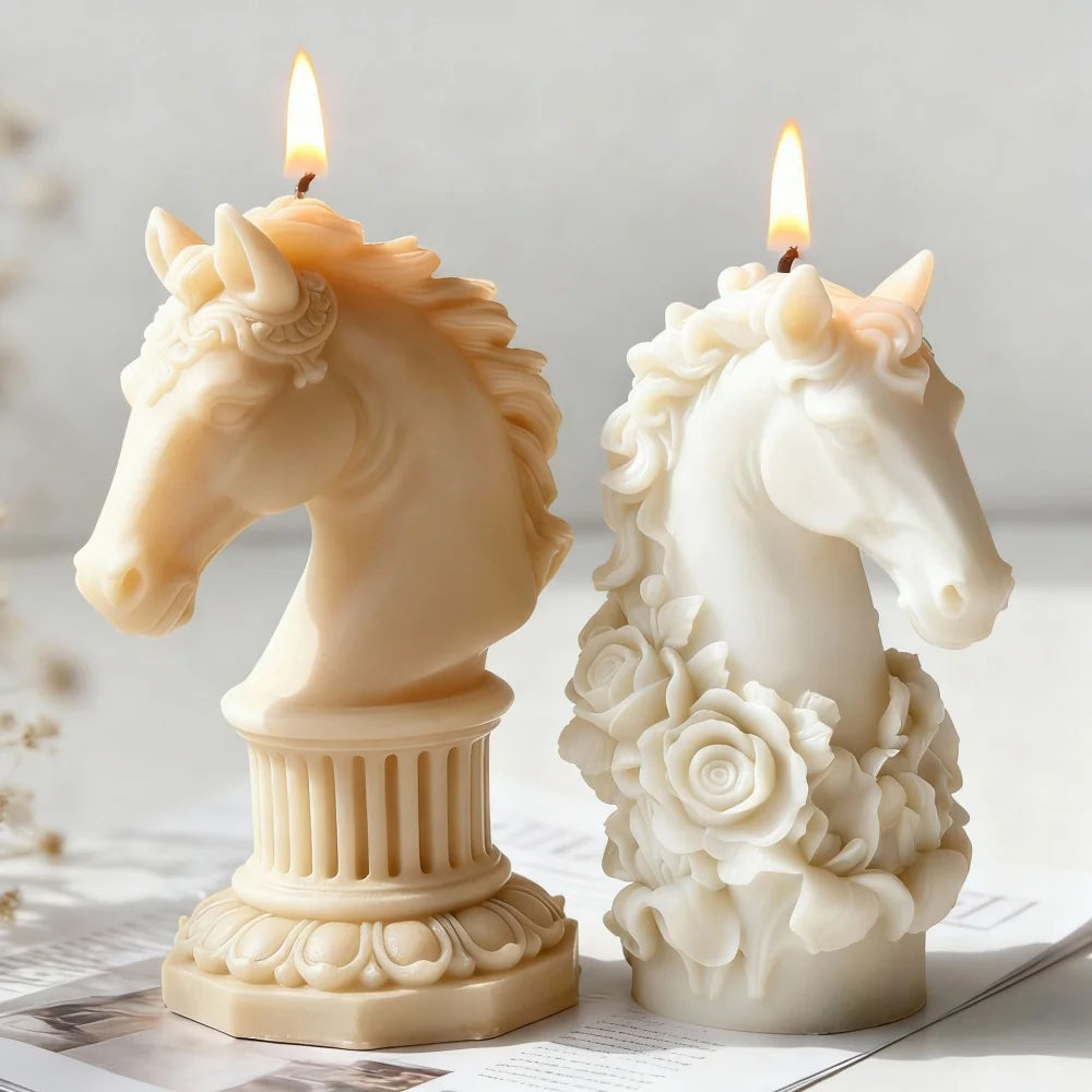 3D Horse Head Silicone Mold DIY Aromatherapy Candle Silicone Mould Horse Roman Column Ornament Epoxy Resin Molds Home Decor Oasis Select