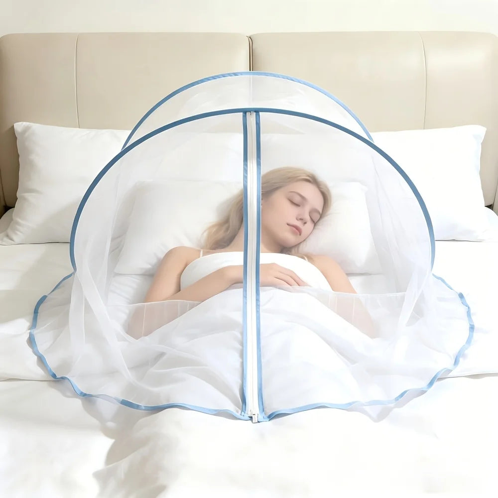 Mosquito Net, No Installation Required, Portable, with Mosquito Net Bedspread Hood, Portable Design,Suitable for Travel And Home Oasis Select Blue