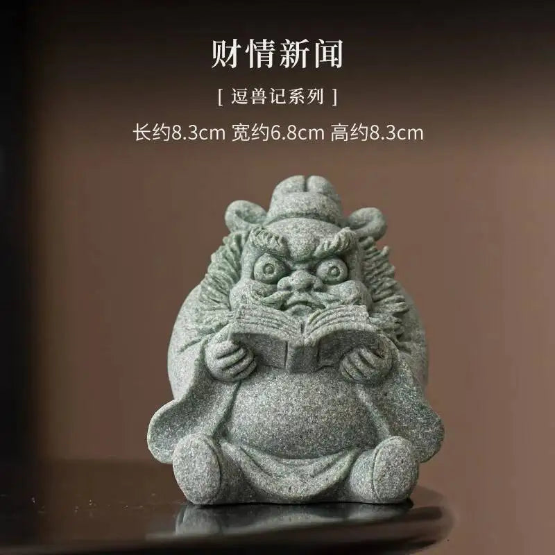 Green Sand Stone Tianshi Zhongkui Tea Pet Ornament Home Indoor Incense Holder Office Desktop Decoration Accessories Oasis Select Financial News