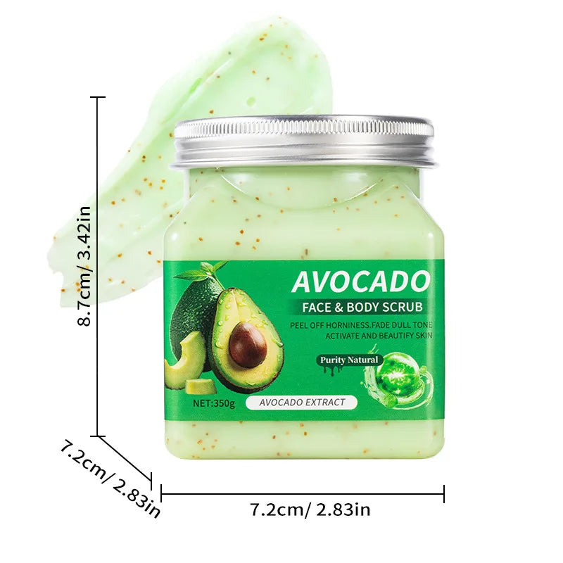 350g Body Exfoliating Scrub for Dead Skin and Keratosis Pilaris, Full-Body Deep Cleansing Coffee Scrub Oasis Select Avocado 350g
