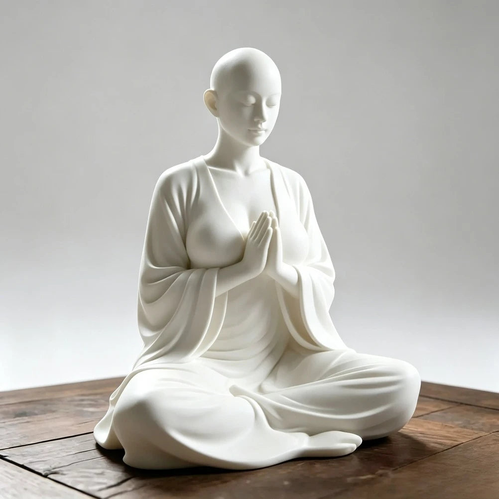 White Zen Meditation Sculpture Minimalist Figurine Spiritual Art Decor Ideal Ornament & Gift for Yoga Room Bedroom Living Room Oasis Select