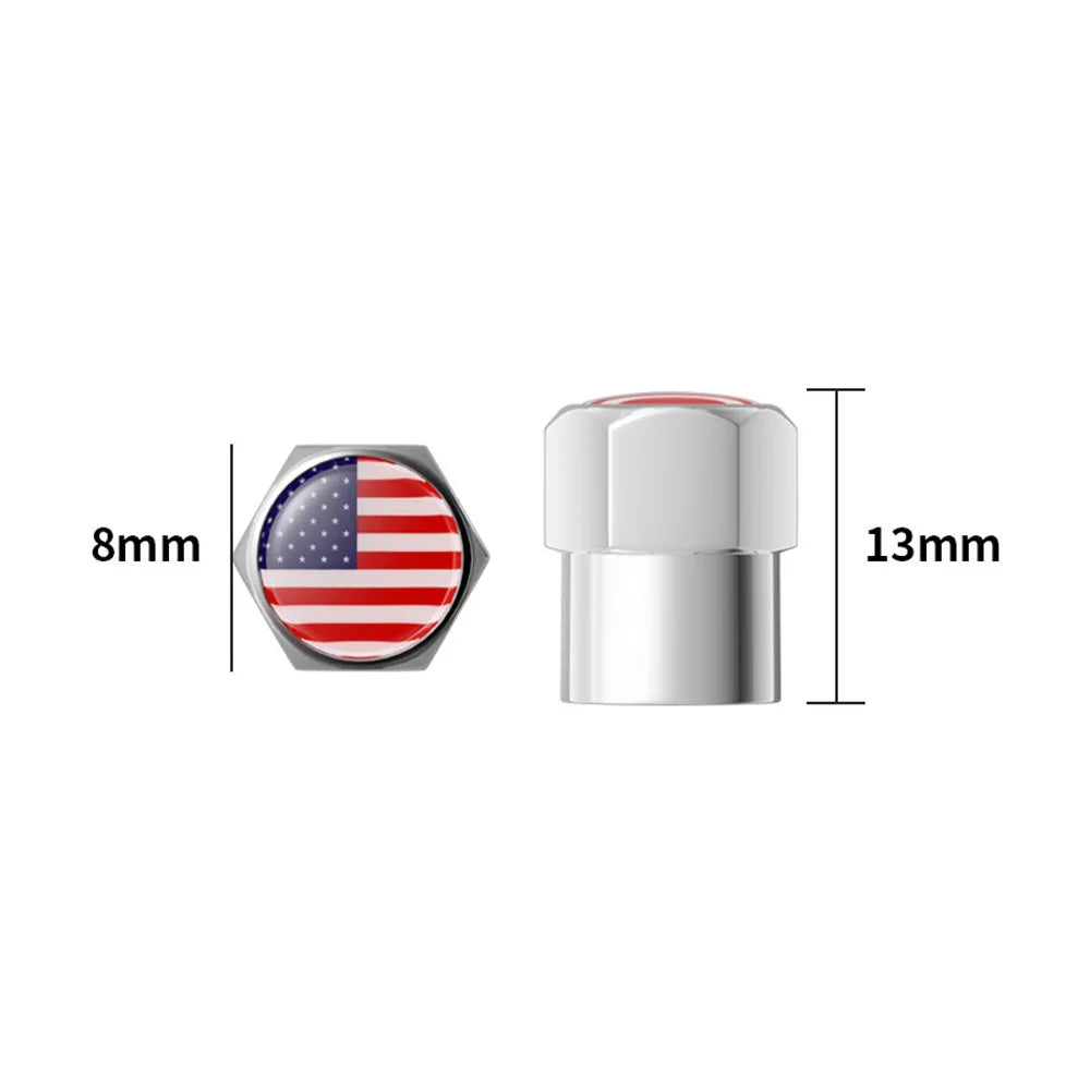 4Pcs National Flag Car Tire Valve Caps Aluminium Alloy Wheel Tires Tire Stem Air Cap Airtight Covers for Cars, Motorcycles Bike Oasis Select