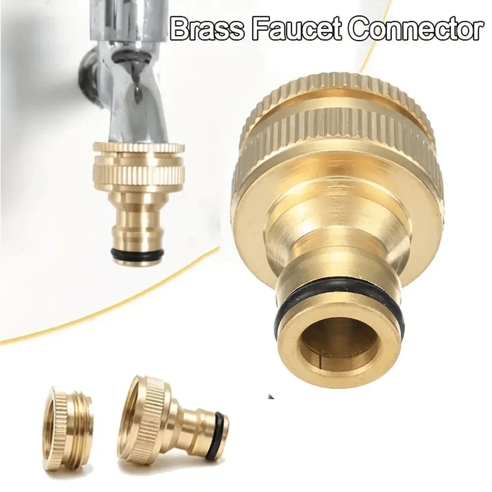 Brass Garden Water Pipe Joint 3/4 "1/2" Threaded Washing Machine Faucet Connector, Irrigation and Watering Tool Pipe Fittings Oasis Select