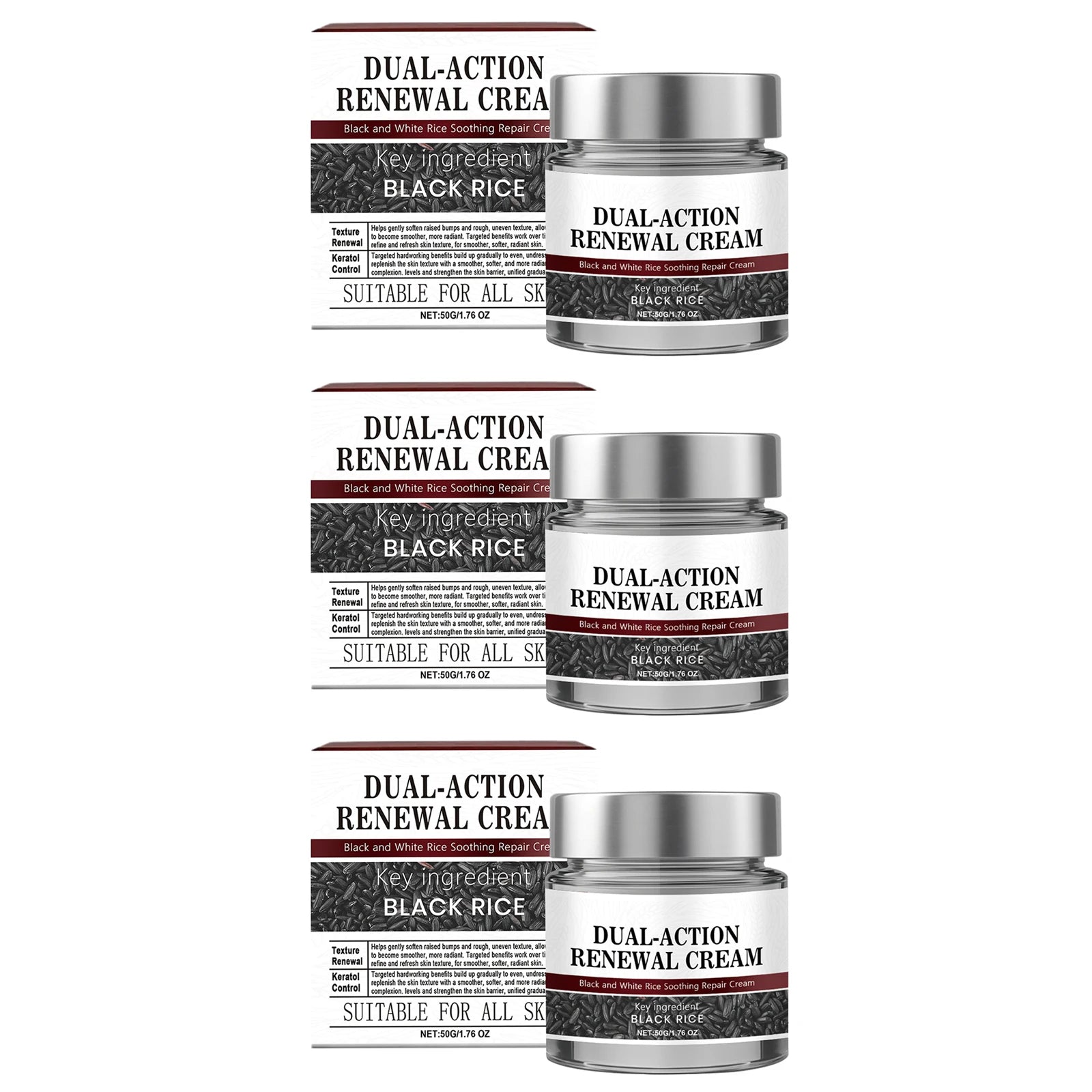 Black Rice Scrub Gel Gentle Exfoliating Brightening Body Moisturizing Cream Relieve Skin Discomfort Dry Skin Repairing Damaged Oasis Select 3pcs X 50g