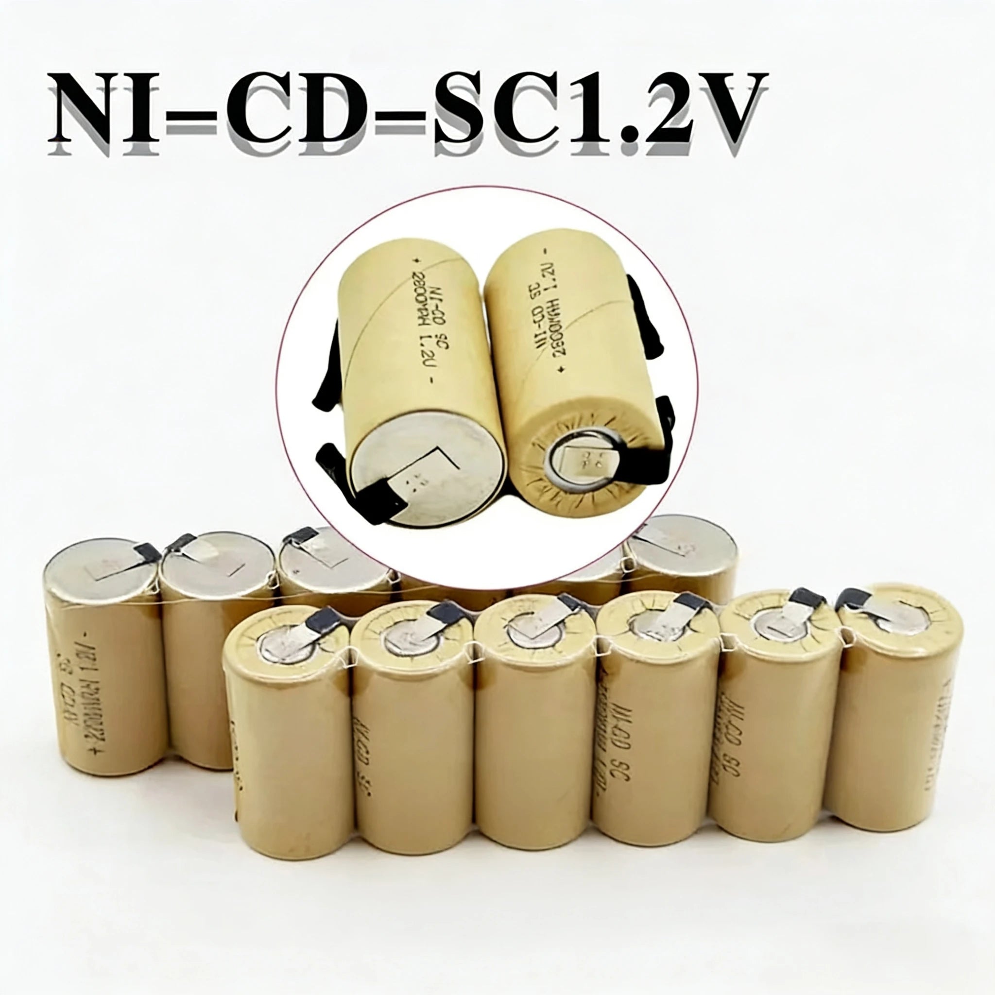 1.2V Battery SC Rechargeable Battery 1.2V 2800mAh Sub C NI-CD Cell With Welding Tabs for Electric Drill Screwdriver DIY BATTERI Oasis Select