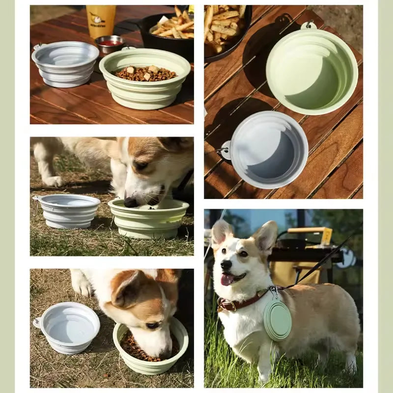 Foldable Silicone Dog Bowl Pet Outdoor Travel Portable Folding Cat Food Water Large Capacity Container Feeding Bowl Pet Supplies Oasis Select