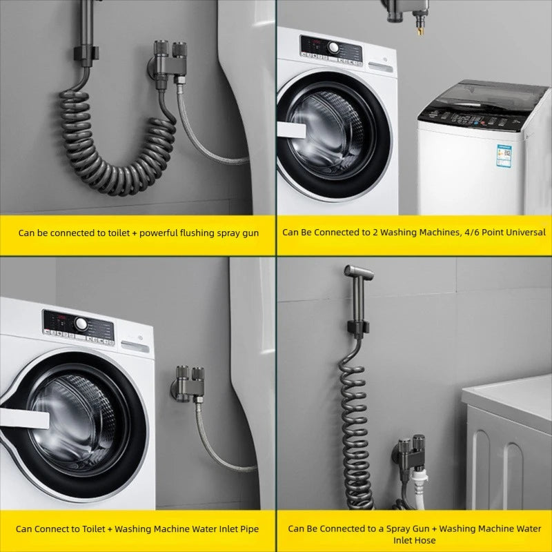 G1/2 1 In Two Out Double Control Washing Machine Faucet Toilet Triangle Valve Kitchen badSink Bathroom Basin Faucet Accessories Oasis Select