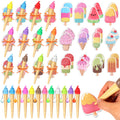 48Pc Ice Cream Cone Pens with Sticky Notes Ice Cream Party Supplies Kit Assorted Summer Fruit Popsicle Stick Back to School Gift Oasis Select 24sets
