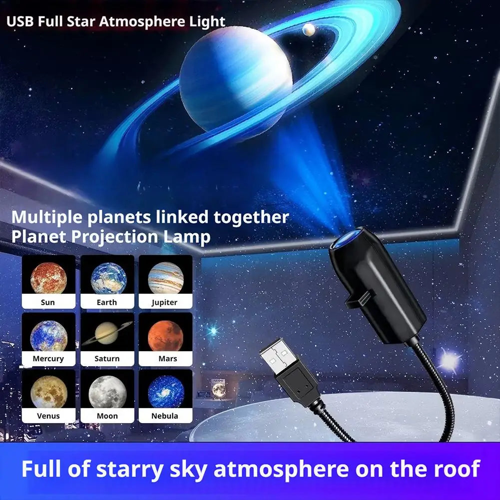 USB Plug-in Projection Lamp Planet Christmas Halloween Theme Replacement Light For Bedroom Ceiling Decor Oasis Select