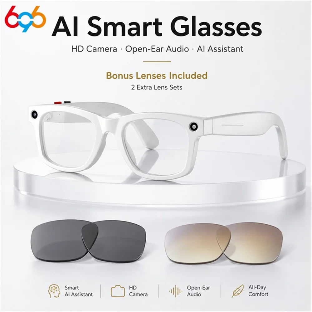 696 Smart AI Photo Glasses 500W Pixels Camera Take A Photo Video Recording Dialogue Translation Blue Tooth Call Smart Sunglasses Oasis Select