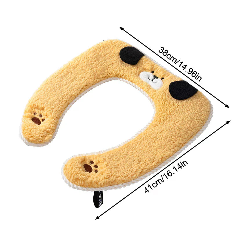 Thickened Plush Toilet Seat Cover – Warm Cushion for Bathroom
