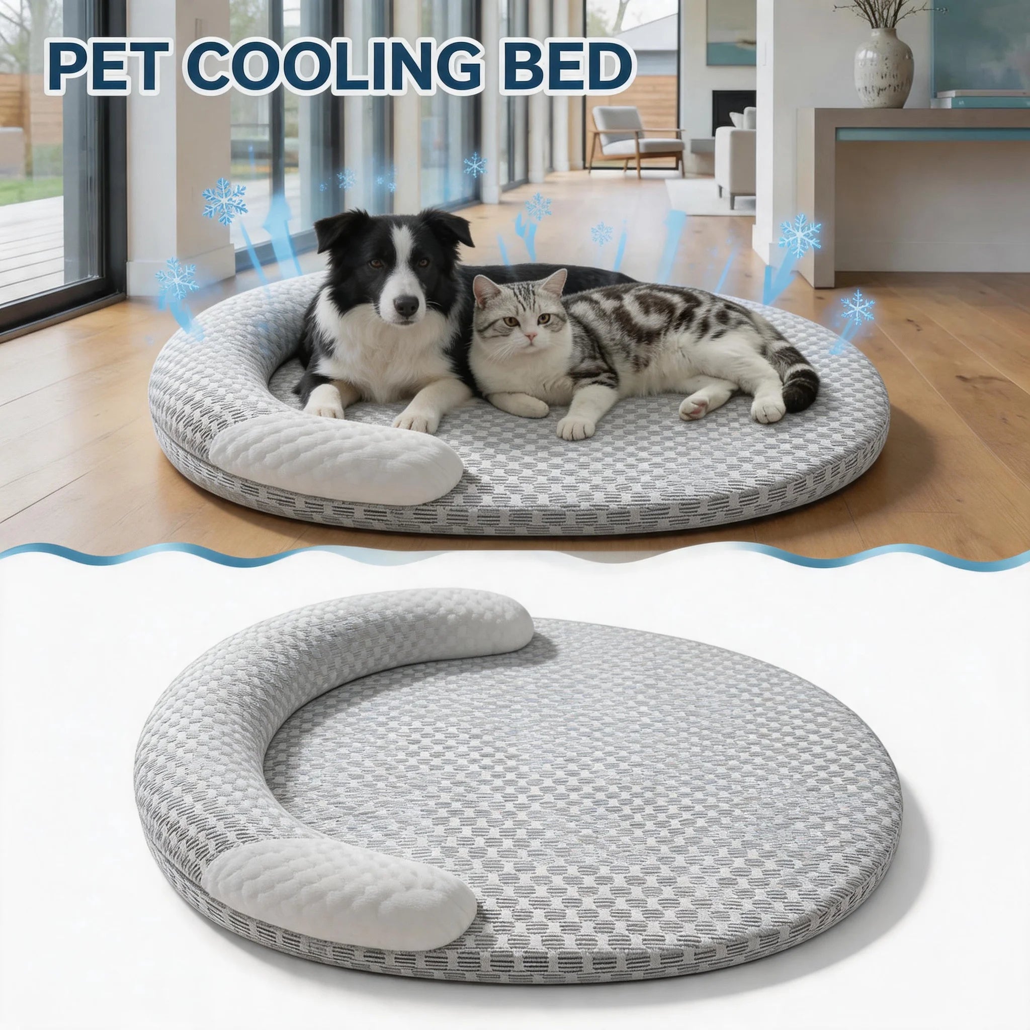 Breathable Heat Dissipation Cooling Dog Bed Summer Ice Silk Cat Mat Oval Pet Nest Cooling Pad for Small Medium Large Dogs Cats Oasis Select