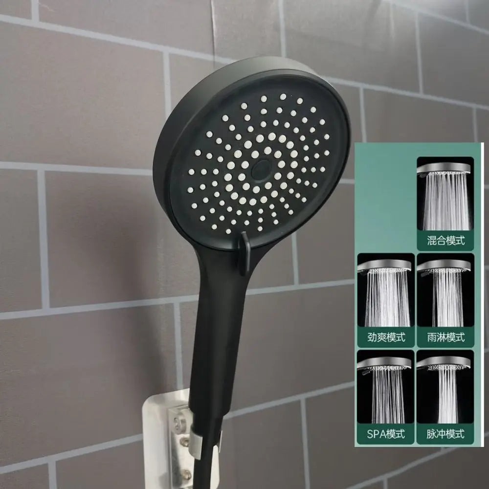12CM Big Panel Handheld Shower Head 3 Functions Pressurized Water Saving Shower Head Faucet Replacement Bathroom Accessories Oasis Select Black 125mm Shower 1