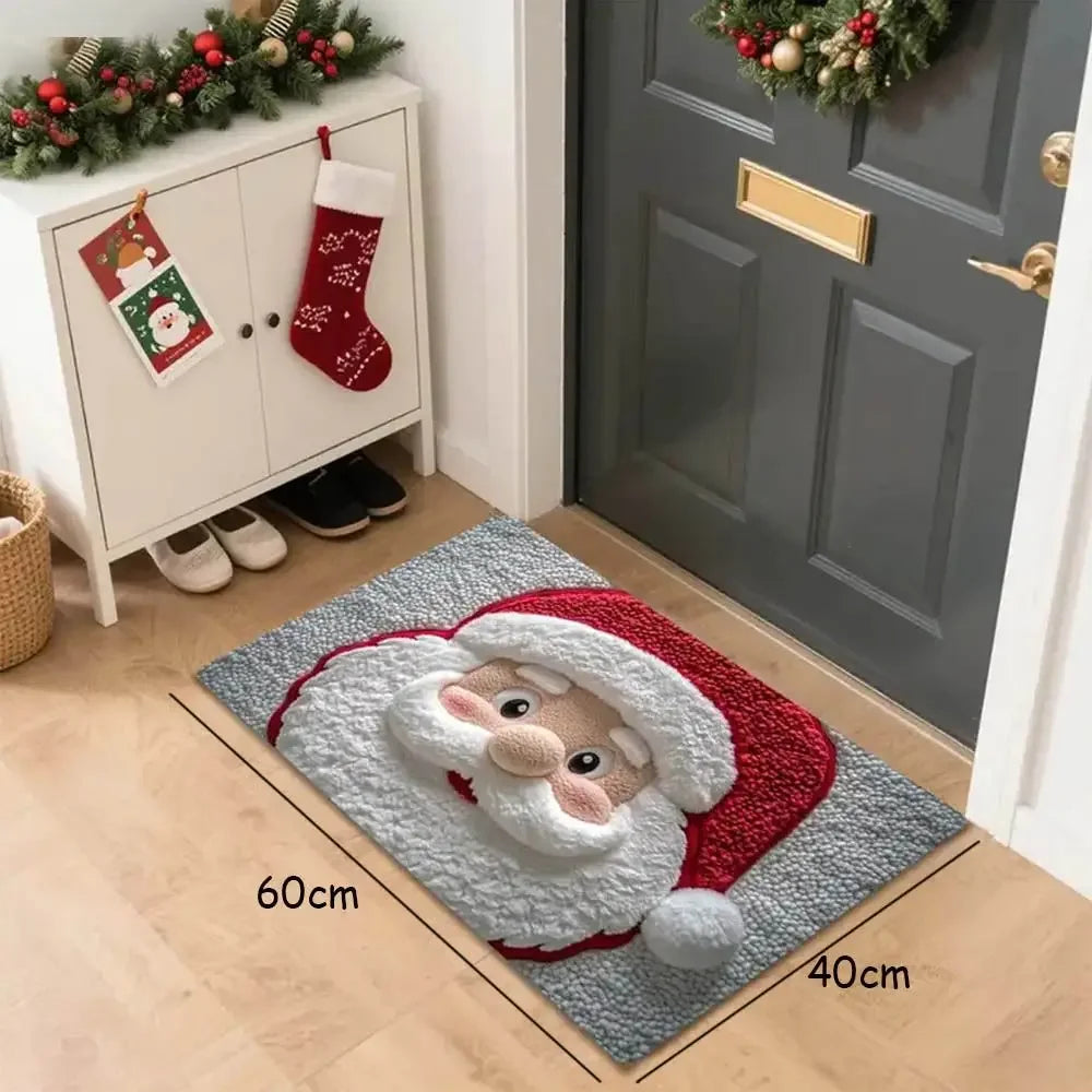 Water-absorbing Christmas Door Mat Santa Claus Design Christmas Decor Bathroom Mat Gingerbread Man Pattern Foot Mat Bathroom Use Oasis Select